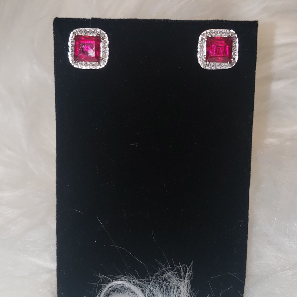 Sterling Silver Ruby Pendant, Ring And Earring Set - image 6